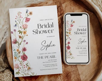 Wildflower Bridal Shower Invitation Template: Editable Floral Design  #viona