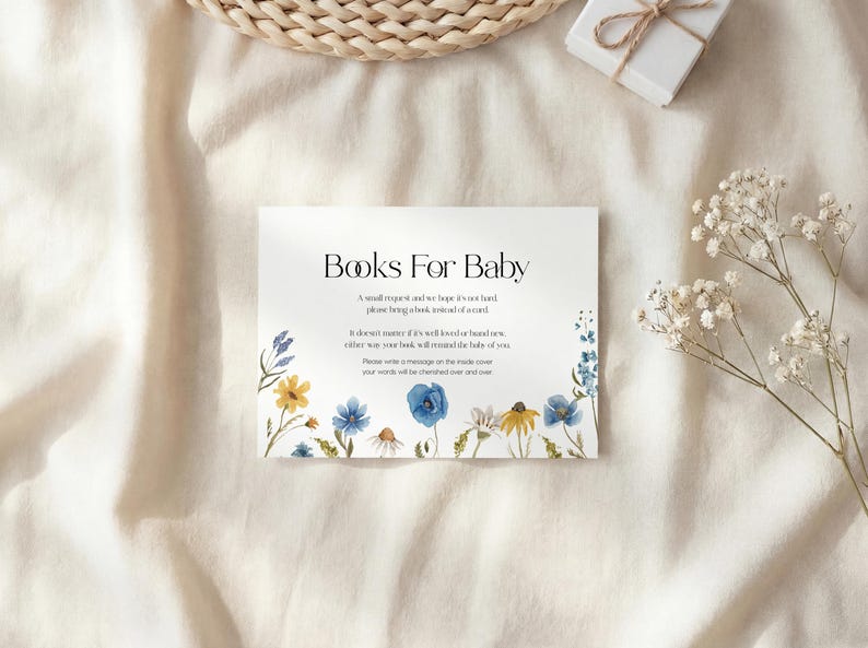 Blue Wildflower Baby Shower Invitation Set: Baby in Bloom Invite, Editable Templates Bundle #bl026 image 4