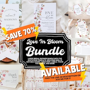 Love Is in Bloom Sign, Floral Bridal Shower Welcome Sign Template, Spring Summer Wildflowers #viona image 7
