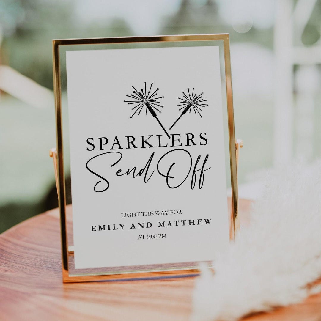 Send Off Sticker Sparkler Send off Sign | Wedding Sparkle Send off Template (instant ...