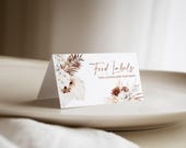 Boho Food Label Template: Editable Pampas Grass Buffet Cards for Wedding or Shower #ellery