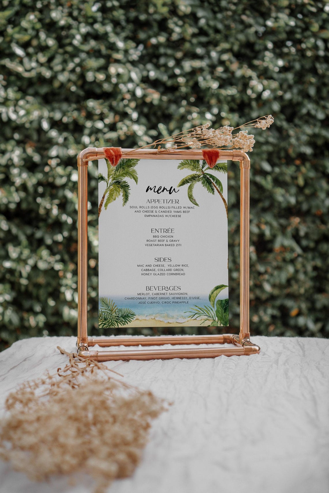Tropical Palm Tree Menu Template: Summer Party Sign (5x7 & 8x10 Inches ...