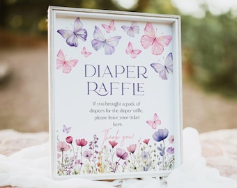 Butterfly Diaper Raffle Sign: Baby Shower Game (Instant Download Editable Template) #morpho