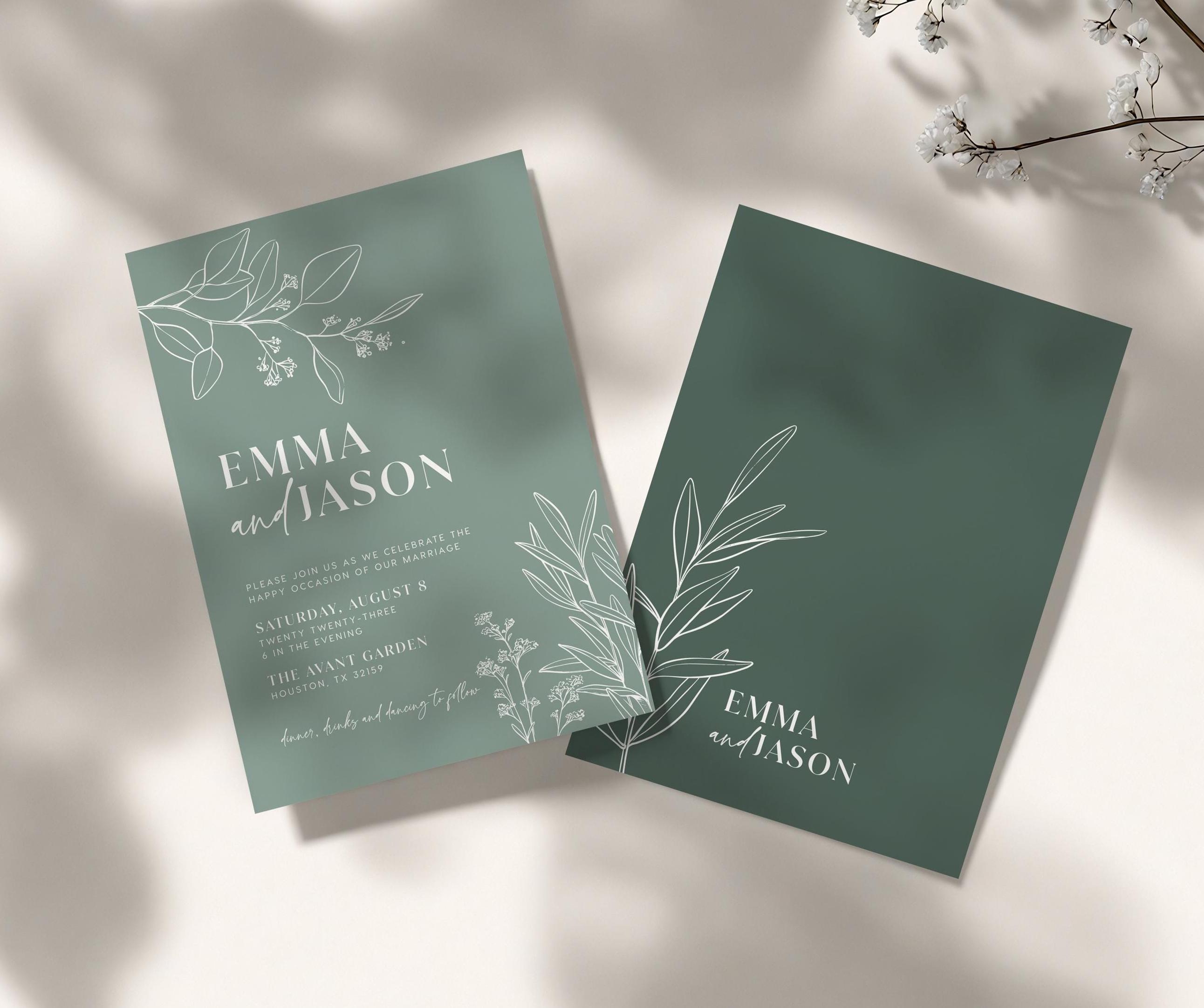 Sage Green Wedding Invitation Suite: Floral Invitation Template, RSVP ...