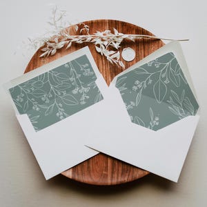 Saliegroene envelop voeringsjabloon | Afdrukbare groene envelop insteekvel | Bewerkbare directe download #sagefloral
