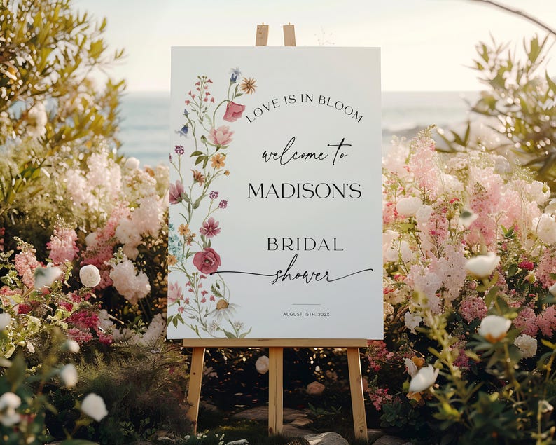 Love In Bloom Bridal Shower Bundle: Invitation, Games, Welcome Sign Templates (Digital Download) #viona image 3