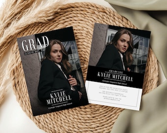 Elegant Magazine Graduation Invitation Template: Photo Graduation Party Announcement