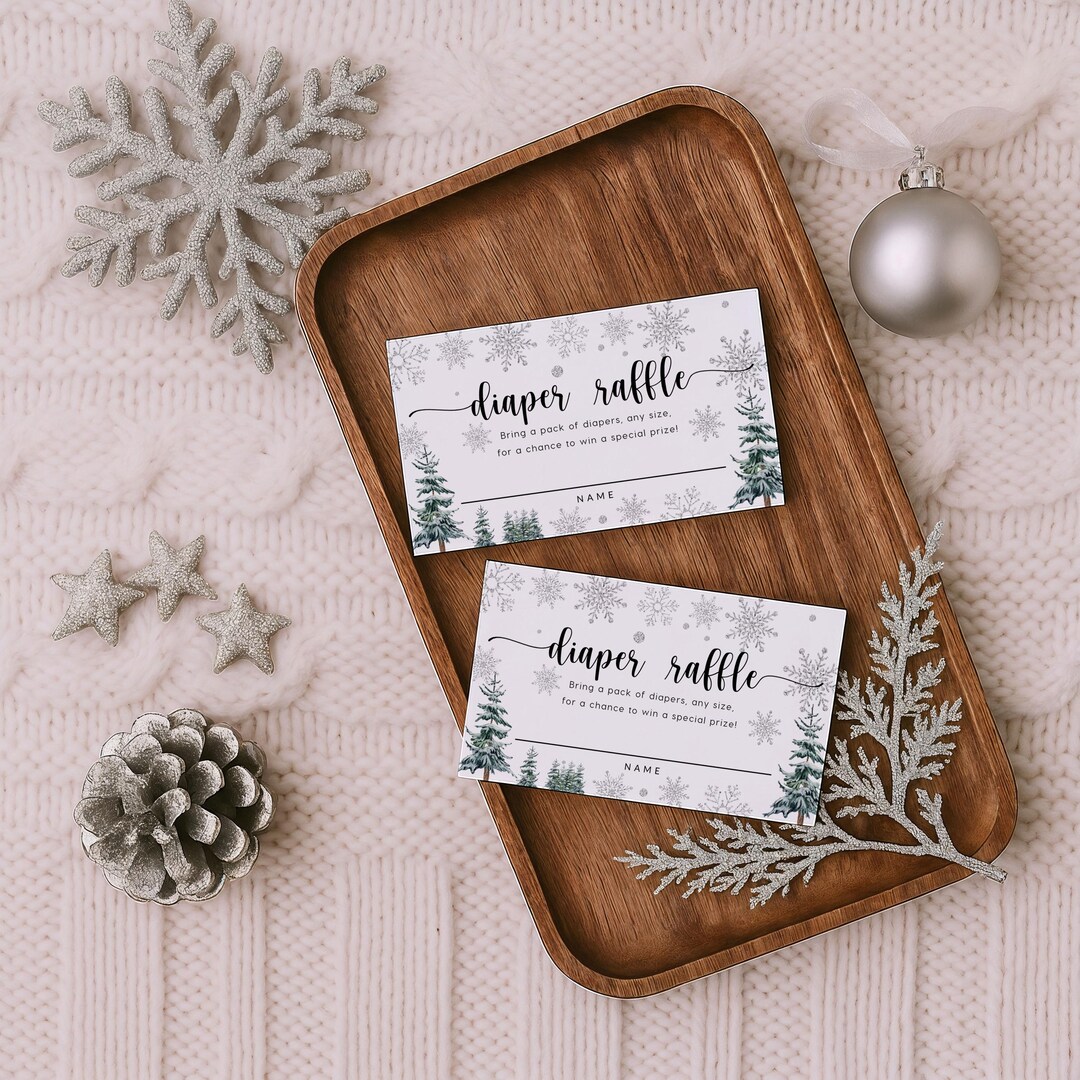 Snowflake Raffle Tickets Winter Snowflake Diaper Raffle Ticket: Printable Baby Shower Game ...