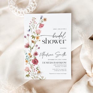 Invitación floral para despedida de soltera / Plantilla editable para invitación de despedida de soltera / Despedida de soltera con flores silvestres #viona