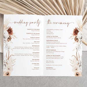 Boho Wedding Program Template: Neutral Floral Ceremony Booklet (digital ...