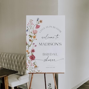 Love Is in Bloom Sign, Floral Bridal Shower Welcome Sign Template, Spring Summer Wildflowers #viona image 4