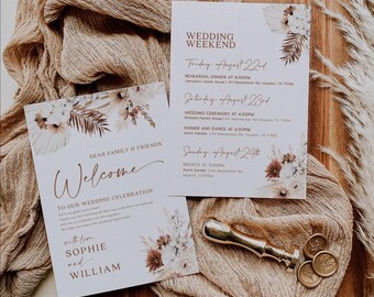 Boho Wedding Itinerary Template: Editable Weekend Timeline & Welcome Letter #ellery