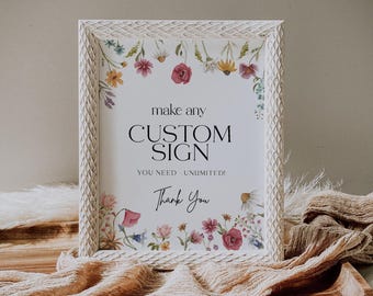 Wildflower Wedding Sign Template: Custom Floral Design (Digital Download) #viona
