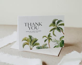 Tropical Palm Wedding Thank You Card Template (Digital Download) #aloha
