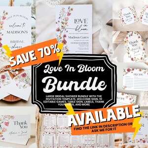 Love In Bloom Invitation, Floral Bridal Shower Invitation Template, Spring Summer Wildflowers #viona image 6
