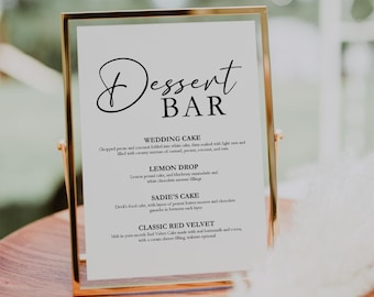 Elegant Wedding Dessert Bar Sign Template (Instant Editable Template) #elg021