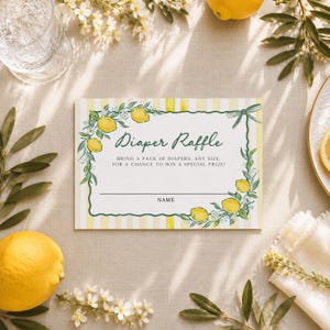 Modèle de carte de tombola pour couches de baby shower, « On a hâte de vous serrer dans nos bras », modèle de ticket de tombola modifiable #blm26