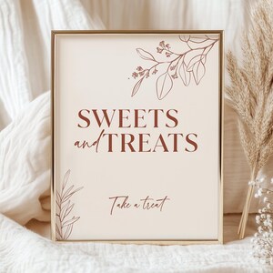 Sweets And Treats Sign | Printable Dessert Table Sign, Editable Wedding Treat Sign #herbal