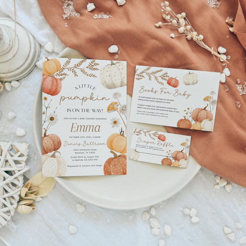 Little pumpkin baby shower templates bundle with all templates you need to hos an fall pumpkin baby shower