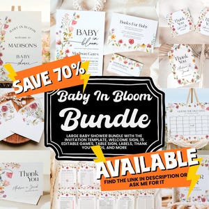 Wildflower Baby Shower Welcome Sign: Baby In Bloom Sign #viona image 5