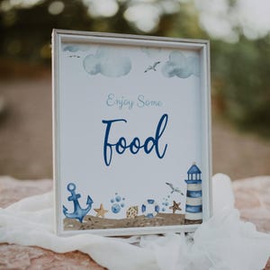 Printable food sign, nautical baby shower sign, nautical baby shower theme, nautical table food sign template #nautical