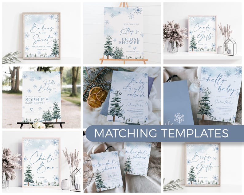 Blue Snowflake Winter Baby Shower Invitation: Oh Boy Invitation Template Editable #blueww image 8
