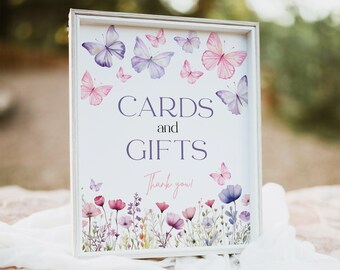 Butterfly Baby Shower Sign: Cards and Gifts Table Decor (Editable Template) #morpho