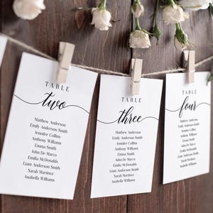Seating Chart Cards | Minimalist Wedding Table Seating Chart Template | Mirror Seating Chart Cards #scr025