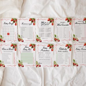 Strawberry Baby Shower Games Bundle: Berry Sweet Theme (Digital Download) #sberry
