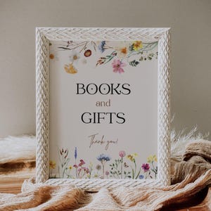 Floral Books and Gifts Sign: Boho Baby Shower Decor (Digital Download) #amara