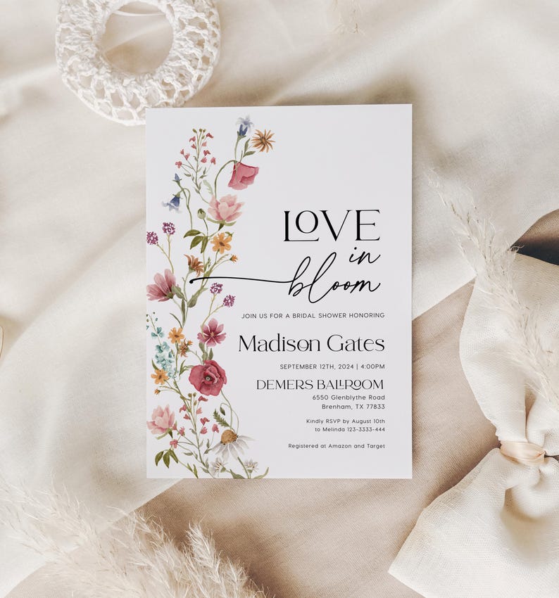Love In Bloom Bridal Shower Bundle: Invitation, Games, Welcome Sign Templates (Digital Download) #viona image 2