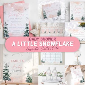 Winter Snowflake Baby Shower Bundle: Blush Pink Decorations (Digital Download) #roseww