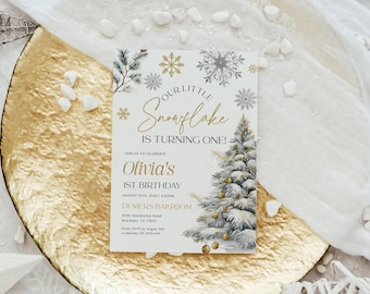 Our Little Snowflake Birthday Invitation | Winter Wonderland 1st Birthday Invite #ww25