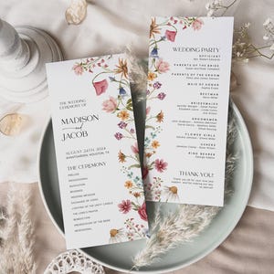 Floral Wedding Program Template: Ceremony Card (Editable) #viona