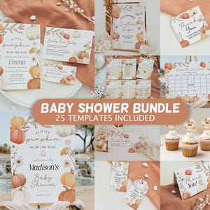 Little Pumpkin Baby Shower Invitation Bundle: Editable Templates  #pmw025
