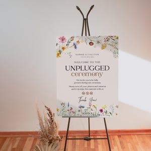 Floral Unplugged Wedding Sign: Boho Wildflower Ceremony (Template) #amara image 2