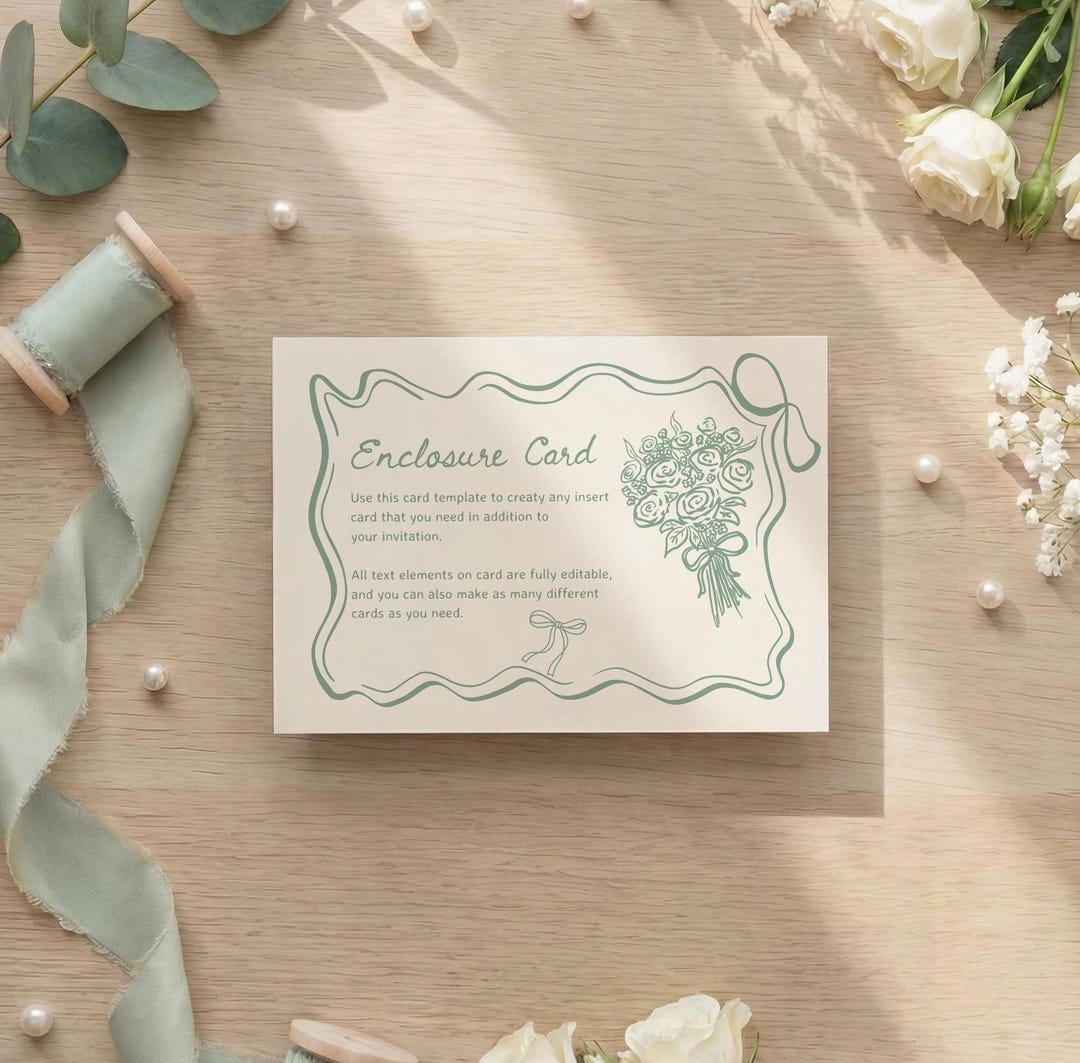 Bridal Shower Insert Template, Sage Green Enclosure Card, Fresh off the ...