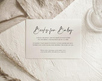 Minimalist Books for Baby Card: Amara Baby Shower Insert (Editable Template)