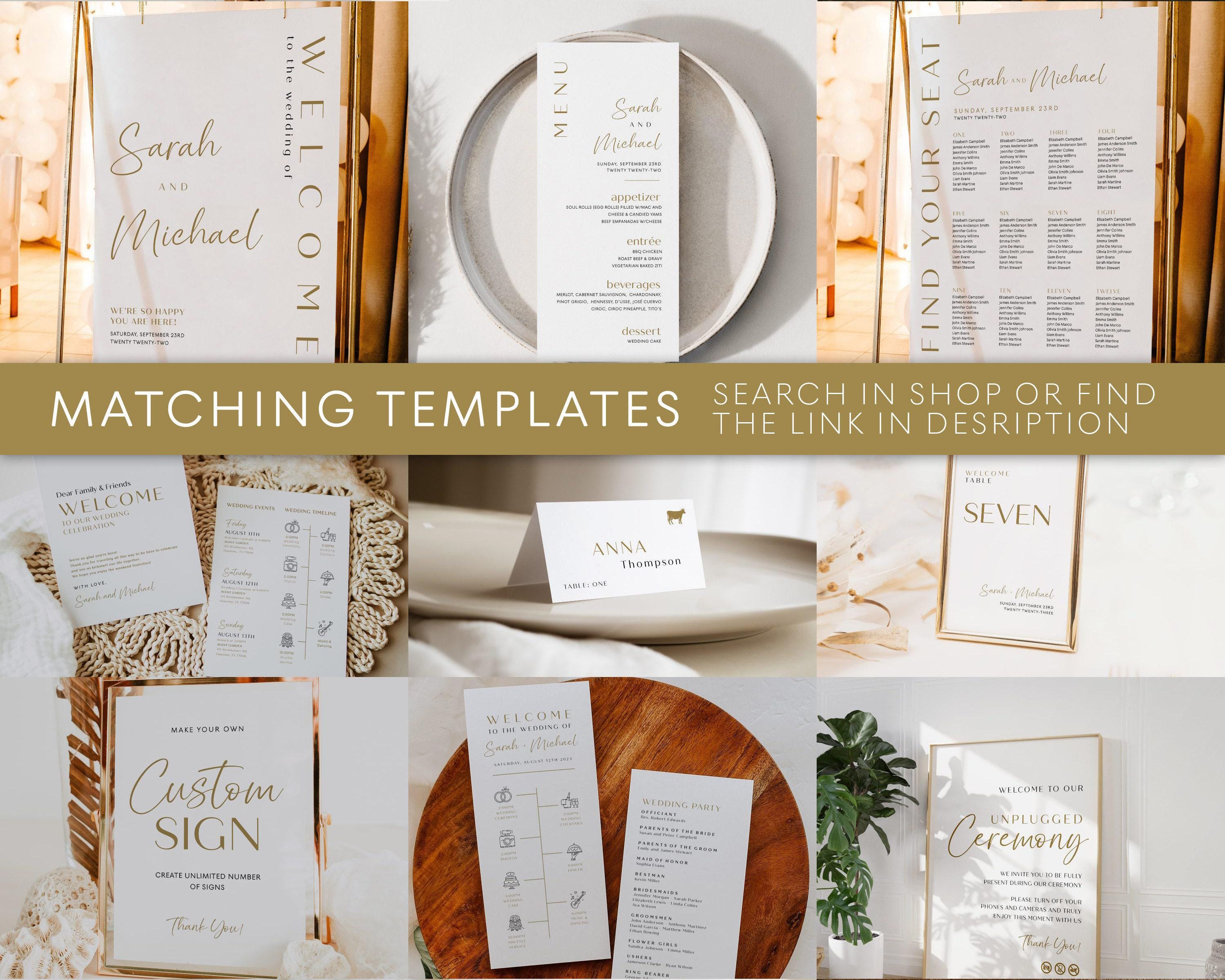 Modern Wedding Welcome Sign Template | Gold Wedding Reception Sign ...
