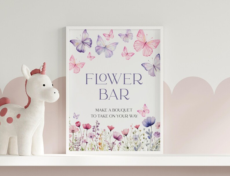 Butterfly Flower Bar Sign Template (instant Download Editable Template ...