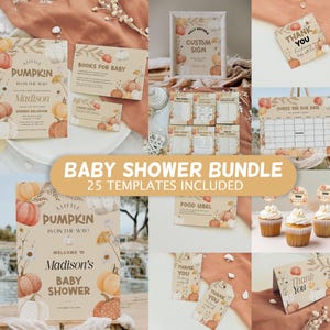 Pumpkin Baby Shower Bundle: Editable Fall Templates Package (Instant Download) #pfb025