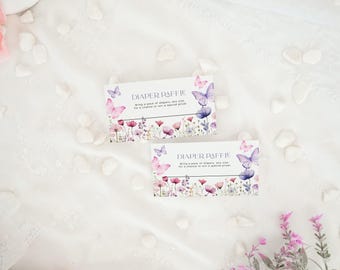 Butterfly Diaper Raffle Ticket Cards: Baby Shower Game (Instant Download Editable Template) #morpho
