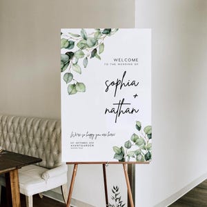 Watercolor Greenery Wedding Welcome Sign Template (Digital Download) #gre025