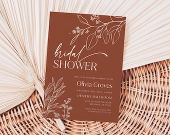 Floral Bridal Shower Invitation | Terracotta Invitation Template  #herbal