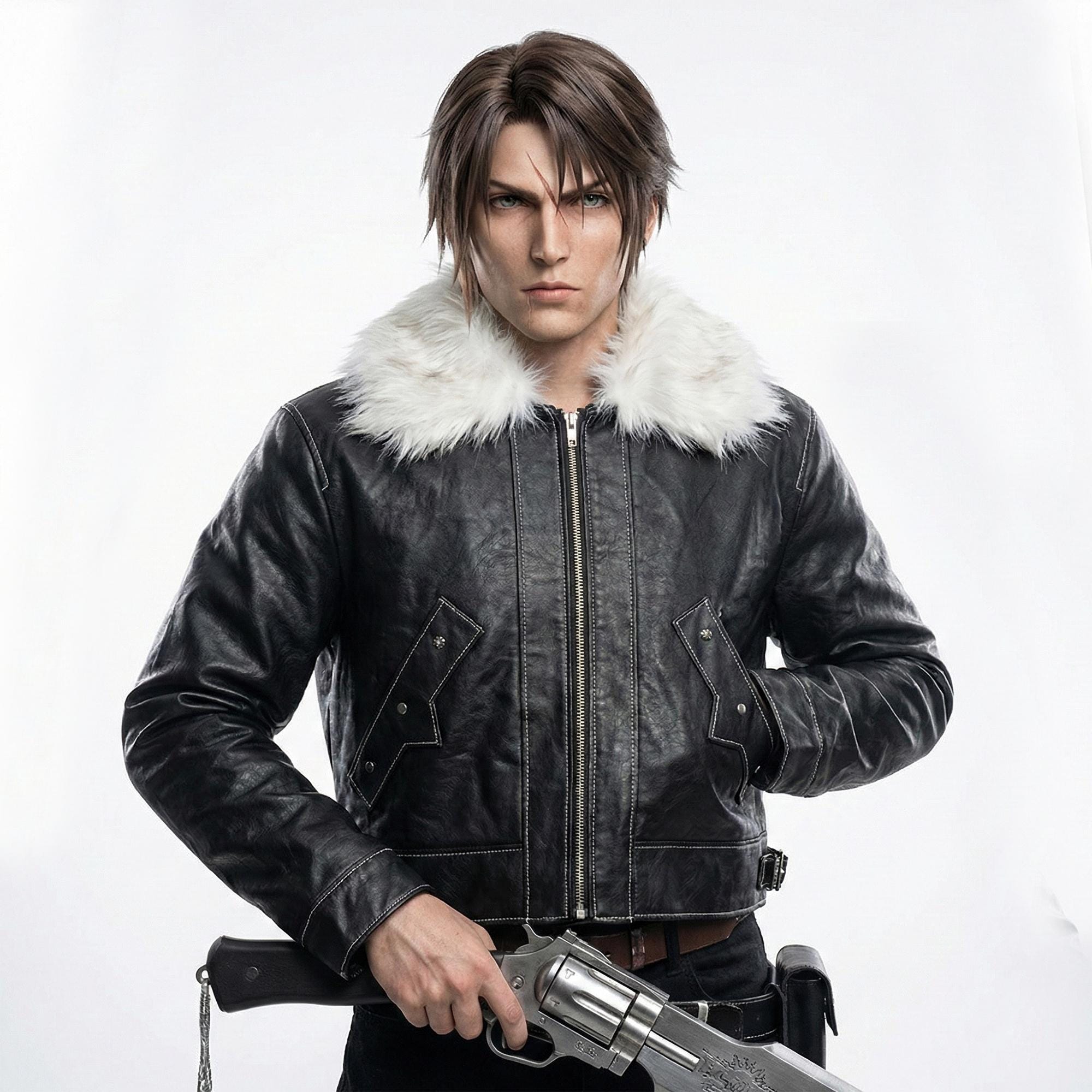 希少★ファイナルファンタジー8 FF8 スコール ファー レザージャケット 黒 Final fantasy 8 squall jacket - Etsy 日本