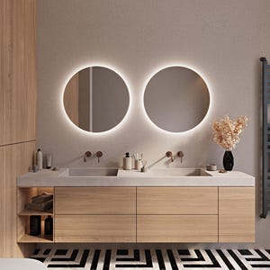 Round LED Mirror for Bathroom, Modern Decorative Mirror, LED Light, Backlit Makeup Mirror, Round Led Mirror Home Design, Led Vanity Mirror