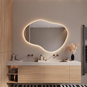 Bathroom Mirror Light - Irregular Shaped Mirror with Light - Asymmetrical LED Vanity Mirror - Irregular Mirror with LED - Modern Mirror
