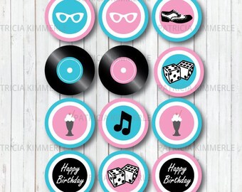 Printable Thank You Tag 50s Rock And Roll Birthday Lost In Etsy