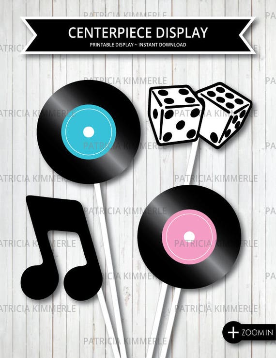Centerpiece Printable 50s Rock And Roll Birthday Lost In Etsy