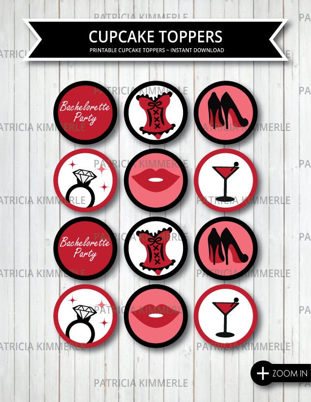 Printable Cupcake Toppers Bachelorette Girl Sexy One Last Etsy